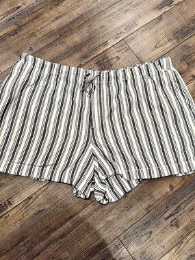 Gap Linen-Blend Pull-On Shorts Striped Cargo Shorts Black & White XXL